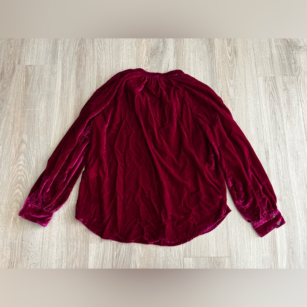 Anthropologie The Hadley Relaxed Buttondown Shirt by Pilcro Magenta Velvet - MP - Picture 8 of 8